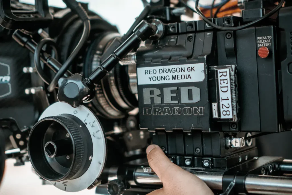 rent film equipment in nepal RED Dragon 6K professional cinema camera with production clapper board