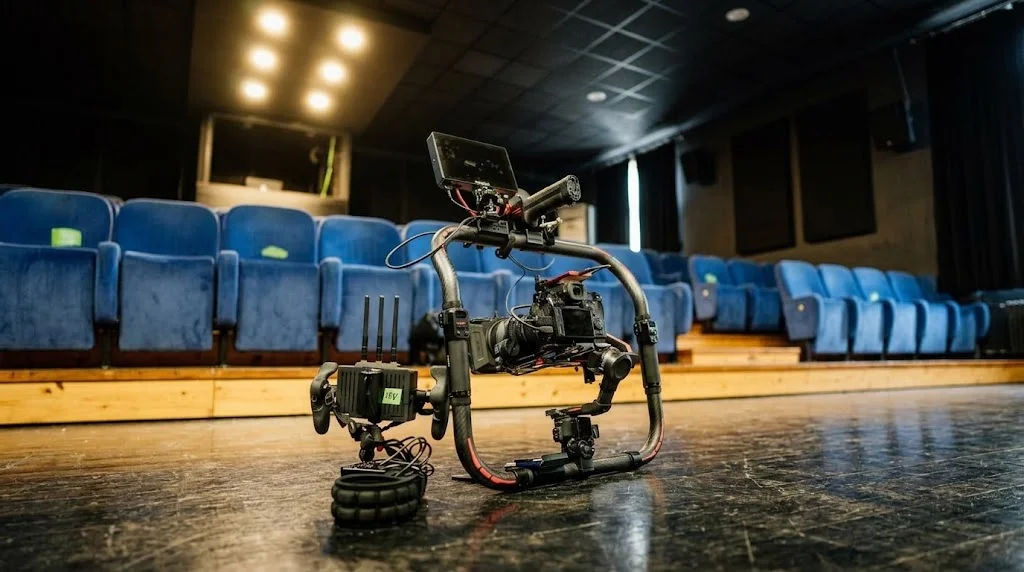 Professional camera gimbal with monitor and cinema camera set up for rent at Kimbu Rental Nepal