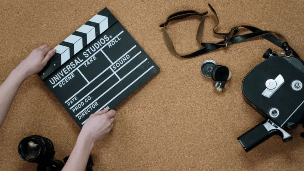 Short film equipment budget: a small Nepali film crew shooting with a camera, boom mic and LED light